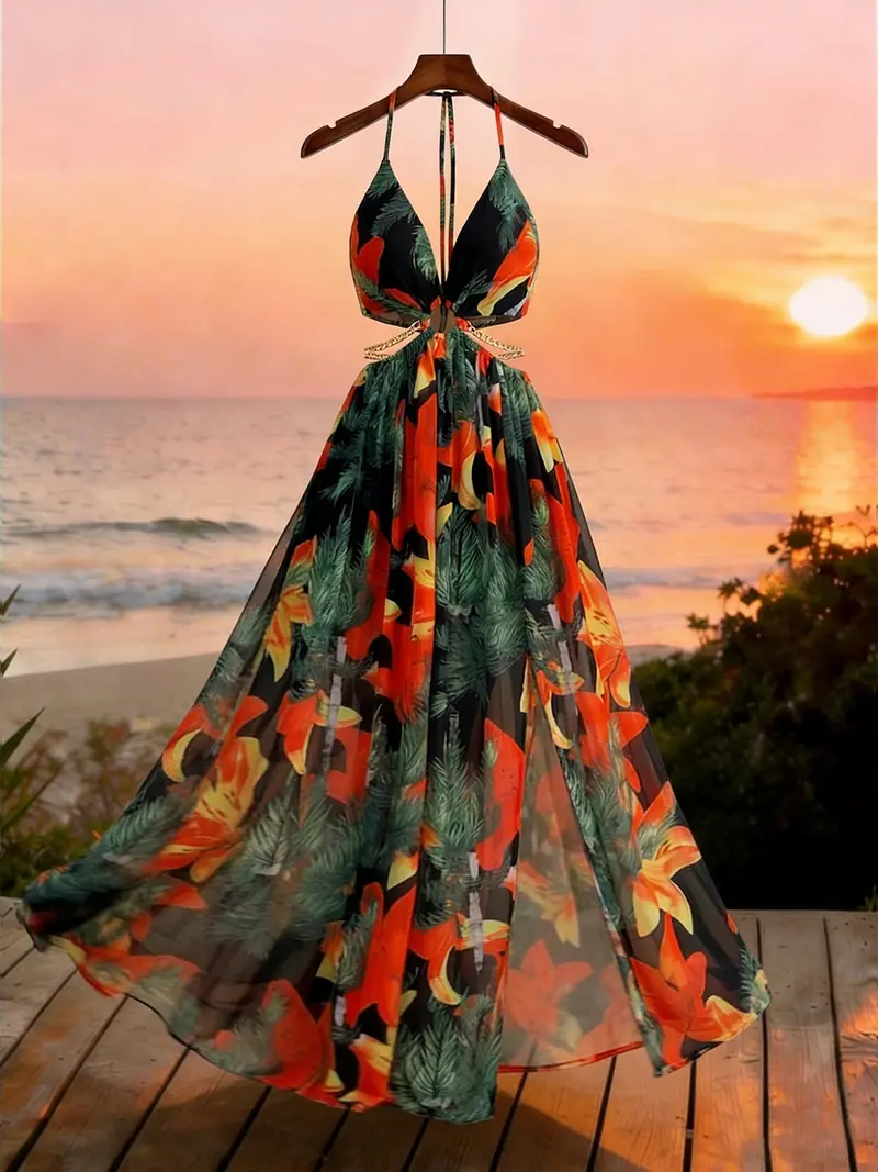 white christmas dresses Katinka Wrap Maxi — Tropical Night Floral main image 1