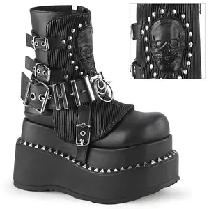 Demonia Women's Bear-150 Mid-Calf Vegan Leather Wedge Lace-Up Ankle Boot with Tiered Pyramid Studs
