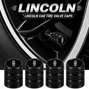 5Pcs Full-Size Premium Aluminum Tire Valve Stem Caps Fit for Lincoln Navigator Aviator Nautilus Corsair MKZ MKC MKT Continental, Smooth Machined Finish Airtight Rubber Seal SUV Sedan Valve Protector Parts
