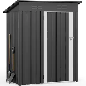 YITAHOME 5x3ft Metal Outdoor Storage Shed, Waterproof Tool Shed Heavy-Duty Storage Unit with Lockable Door and Vents, Ideal for Bicycles, Tools, Lawnmowers, Backyards, Patios, Lawns - Dark Gray