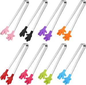 Small Tongs, 5.1 Inch Mini Tongs for Kids, Cute Kitchen Gadgets for Serving Candy, Appetizers, Snack, Chip, Pickle, Fruit, Ice Cube, Great for Fine Motor