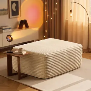 POUUIN 37" Plush Corduroy Ottoman | Frameless Memory Foam Cloud Footrest & Modular Coffee Table | Upholstered Bed Bench, No Assembly Required