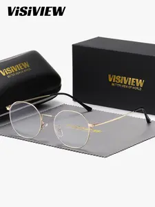 VISIVIEW unisex retro full-frame high quality eyewear glasses with anti-blue light, oval frame, and clear lenses. High quality eyeglasses
