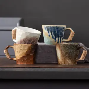 Japanese-style ceramic cup, house silent wind cup, kiln transformed water cup, light luxury, high-end thick pottery mug, high-value coffee cup