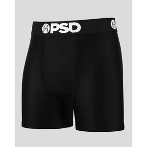 PSD Solid Black Mid Length Boxer Briefs