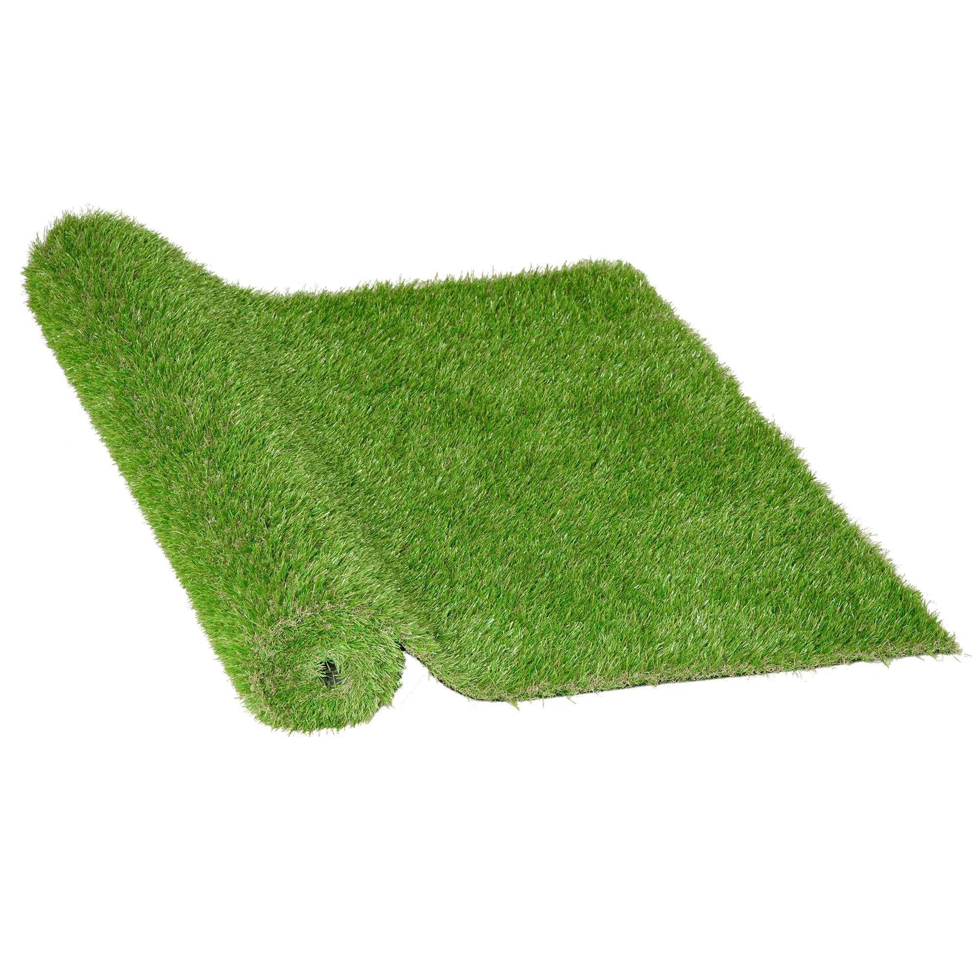 Outsunny 10' x 3' Low Maintenance Artificial Turf Grass - 1.25" Height, Curly Strands, Durable, UV Protection, Drain Holes, Quick-Dry, All Seasons Use, No Mowing/No Fertilizers Needed - Ideal for Garden, Playground, Courtyard