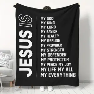 Faith-Based Plush Flannel Blanket - Christian Jesus Is My Everything Inspirational Design with Bible Verses, Multi-Size Throw for Bedroom, Ideal Christian Believer Birthday Gift, Jesus Print Religious Print Blankets, Jesus Print Blankets