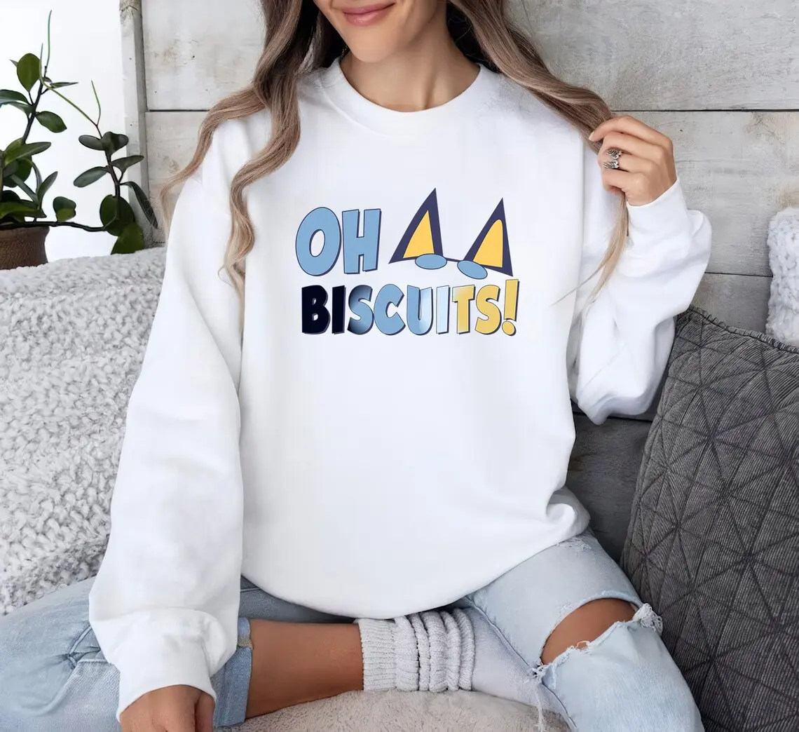 Blu-ey Do-g T-Shirt Sweatshirt Hoodie, O-h Biscu-its Shirt Chil-i Mom Hoodie Ban-dit Hee-ler Shirt Bl-uey Fam-ily Tee Bin-go