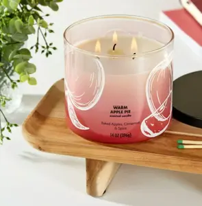 Ombre Wrap Warm Apple Pie Candle 14-Ounce - 3-Wick Design for Home Decor and Ornaments