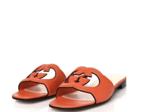 Gucci Leather Interlock Sandals Orange Size 36