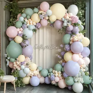 Dusty Green Pink Purple Balloon Garland Kit with Pastel Arch for Birthday Wedding Party Decor