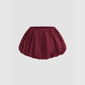Cider [3 colors, size 0-10] Woven Mid Rise Solid Bubble Hem Micro Shorts SwimWeek