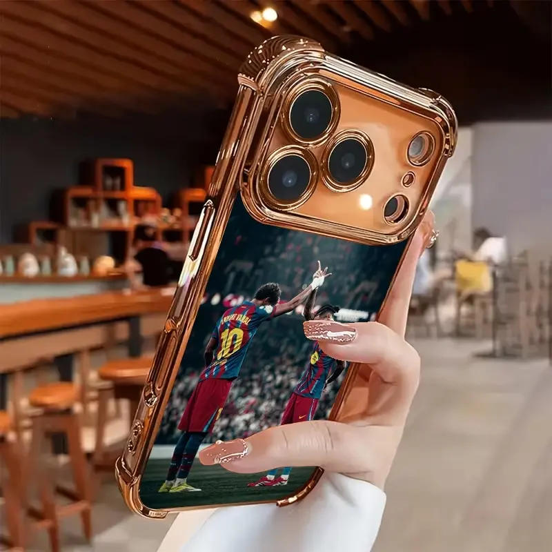 Football phone case - New electroplated transparent TPU airbag anti-drop phone case suitable for iPhone 17 Pro Max 16 15 14 13 12 11. Simple and fashionable shock-proof soft case for protection. Personalized and creative protection case. Suitable as a gif