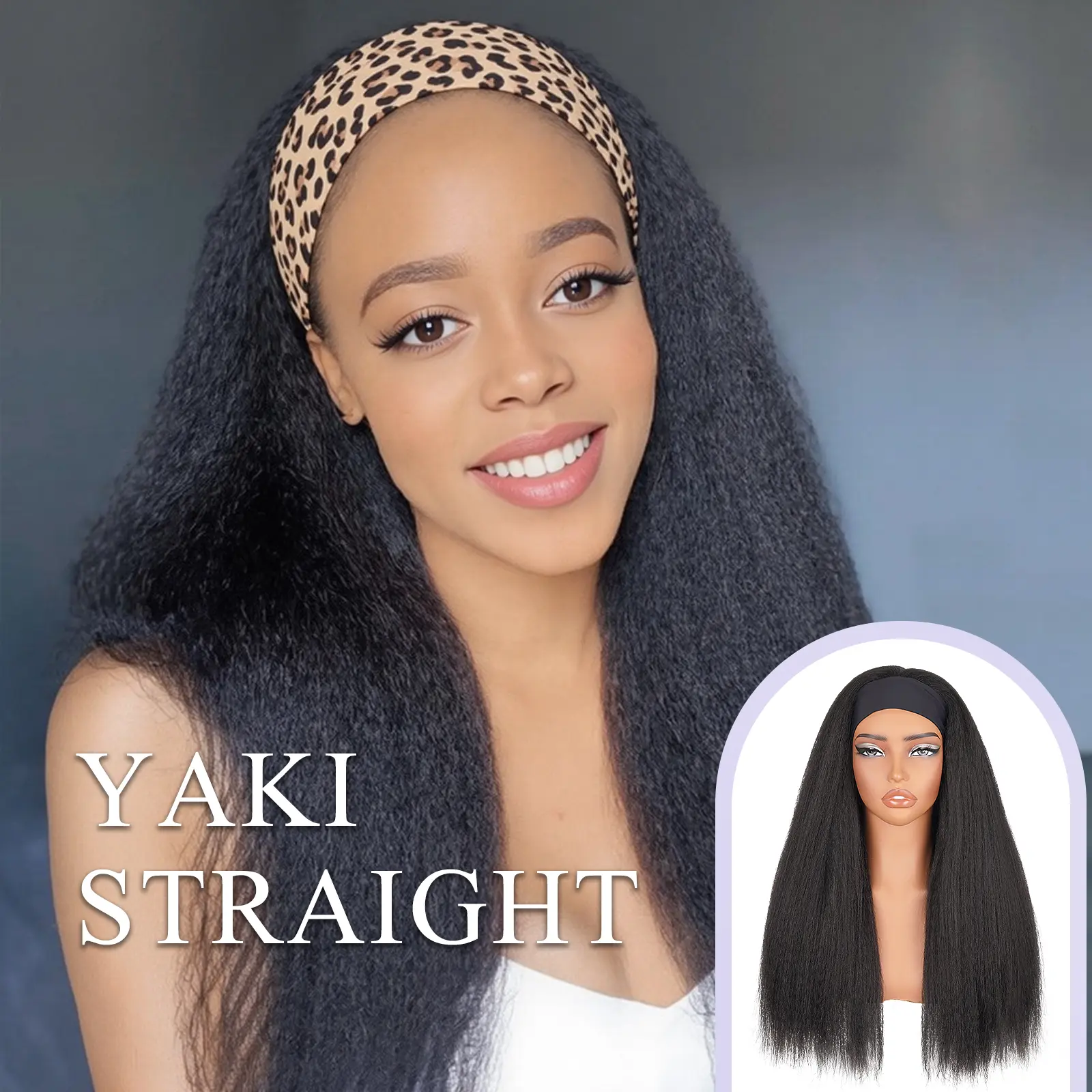 Lush Haute Kinky Straight Headband Wig Soft & Natural Synthetic Hair Glueless Headband Wigs for Women Yaki Synthetic Headband Wig