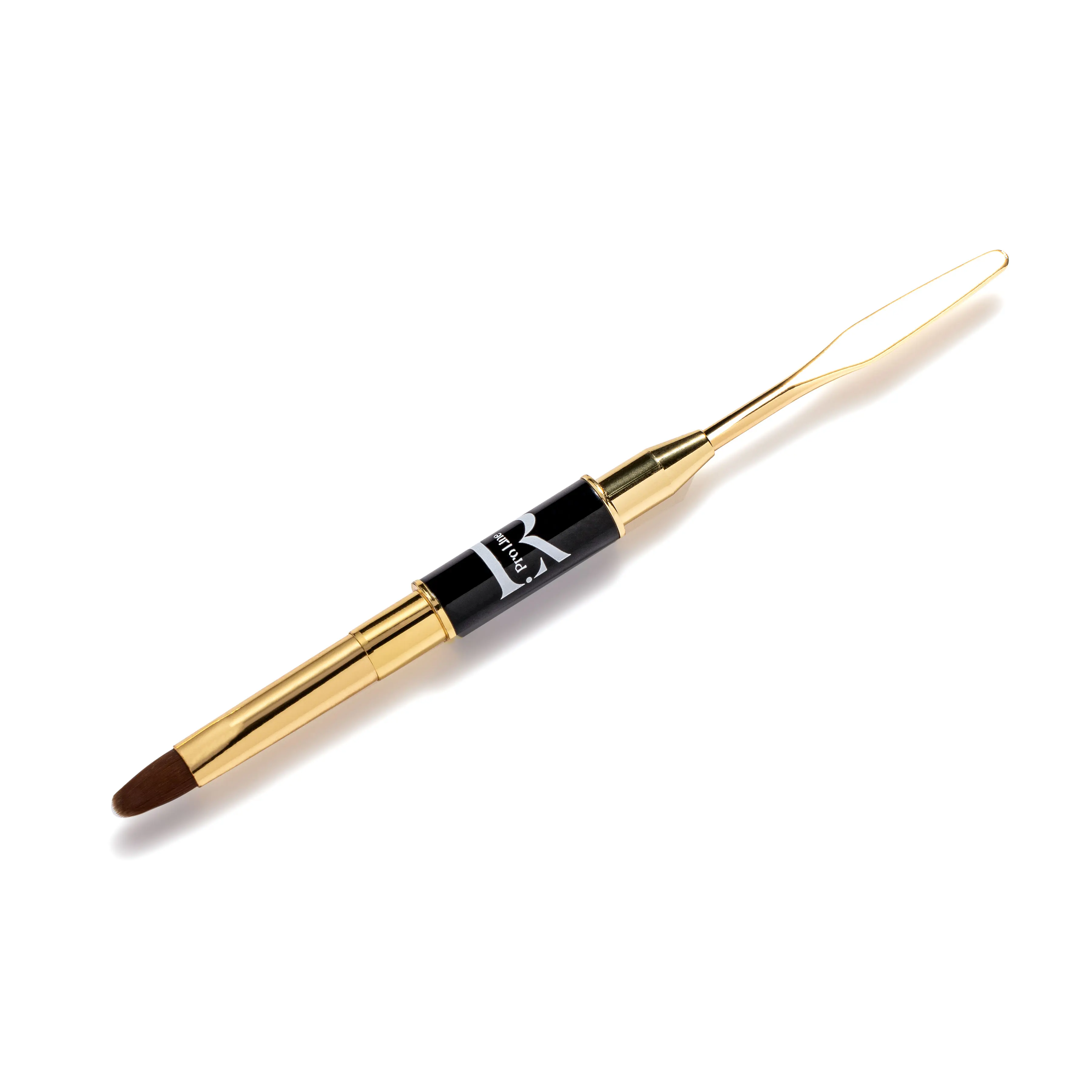 LR PRO LINE SculptPro Gold Edition Dual-Ended Sculpting Brush - Black & Gold 2-in-1 Manicure Tool with Stainless Steel Spatula & Oval Tip for Polygel, Acrygel & Acrylic Nails, Manicure Accessories, Nail Care