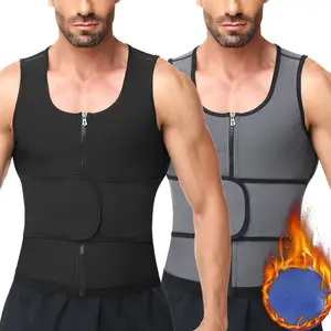 1-2 Pack Menswear Waist Trainer Vest with Zipper Workout Tank Top Shirt Gym Activewear Sauna Suits Sports Sweat Body Shaper Shapewear Exercise Compression Belt Clothes Jacket Garment Bestie Gamis Wetsuit Tropical