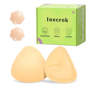 Inscork Double Sided Sticky Invisible Push up Silicone Bra Ultra Boost Inserts Pads Reusable Push Up Lift Self Adhesive Bra Pads for Bikini Swimsuit