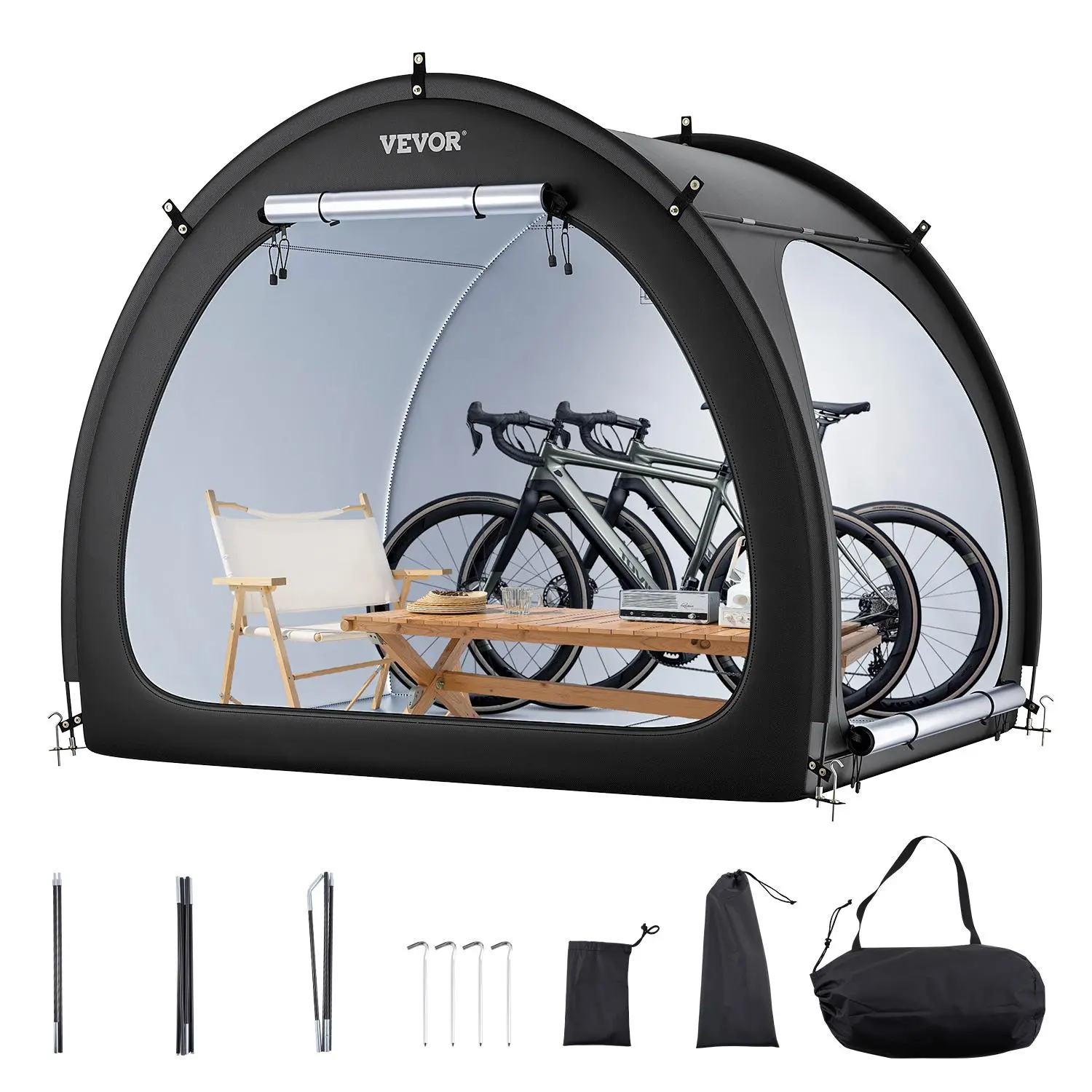 【Summerfinds】VEVOR Bike Storage Tent 4 to 5 BikesOutdoor Spacious Bike Storage Tent with Ventilated WindowWaterproof Fan-Shaped Bike Tent with High Strength Fiberglass & Double DoorFit for Bicycle
