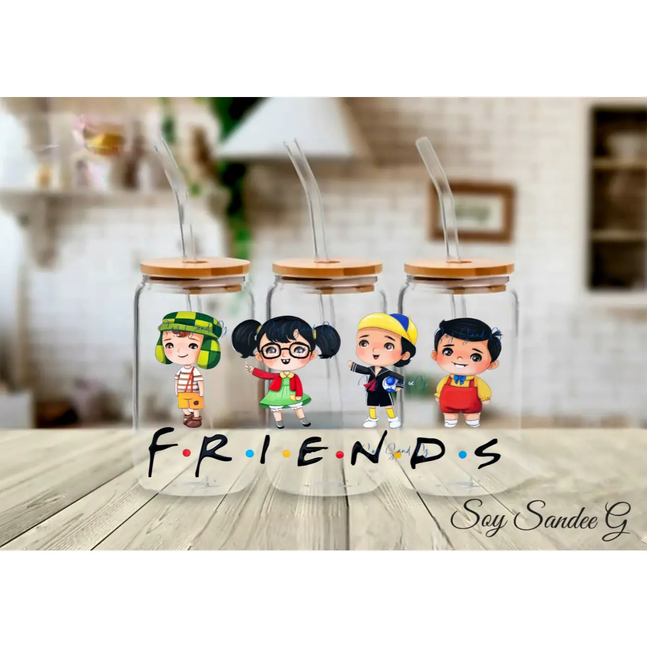 Chespirito Friends - UVDTF Wrap for cups/hard surfaces sticker Adhesive Vinyl Decal