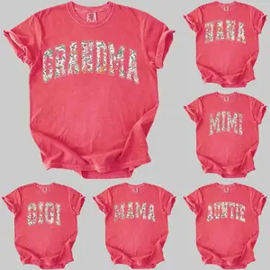 [WATERMELON] Comfort Colors Custom Mama Shirt, Boho Floral Grandma T-Shirt, Personalized Grandparent Gift, Floral Nana Auntie Mimi Gigi Grammy Shirt