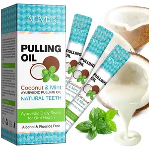 Aliver Coconut Oil Mouthwash Portable Pack, Ayurvedic Pulling Oil, Organic Cold-Pressed Coconut & Mint Oil, Alcohol-Free, Refreshes Breath