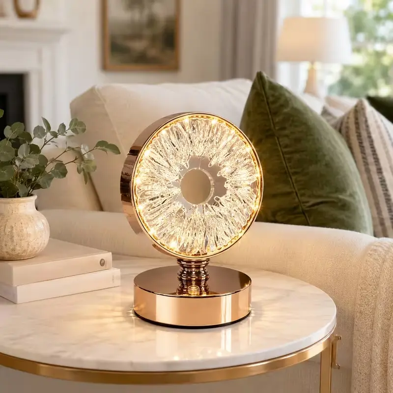 Single Pack Dream Crystal Touch Table Lamp - USB Touch Control Gold Luxury LED Lights, 3 Adjustable Brightness, Modern Bedroom Nightstand Piece for Living Room, Festive Decor