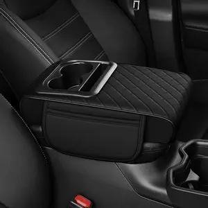 Universal Car Center Console Cover Premium Car Center Console Cover with Cup Holders & 2 Convenient Storage Pockets, Universal Armrest Cushion Protector Car Interior Organizer Accessories