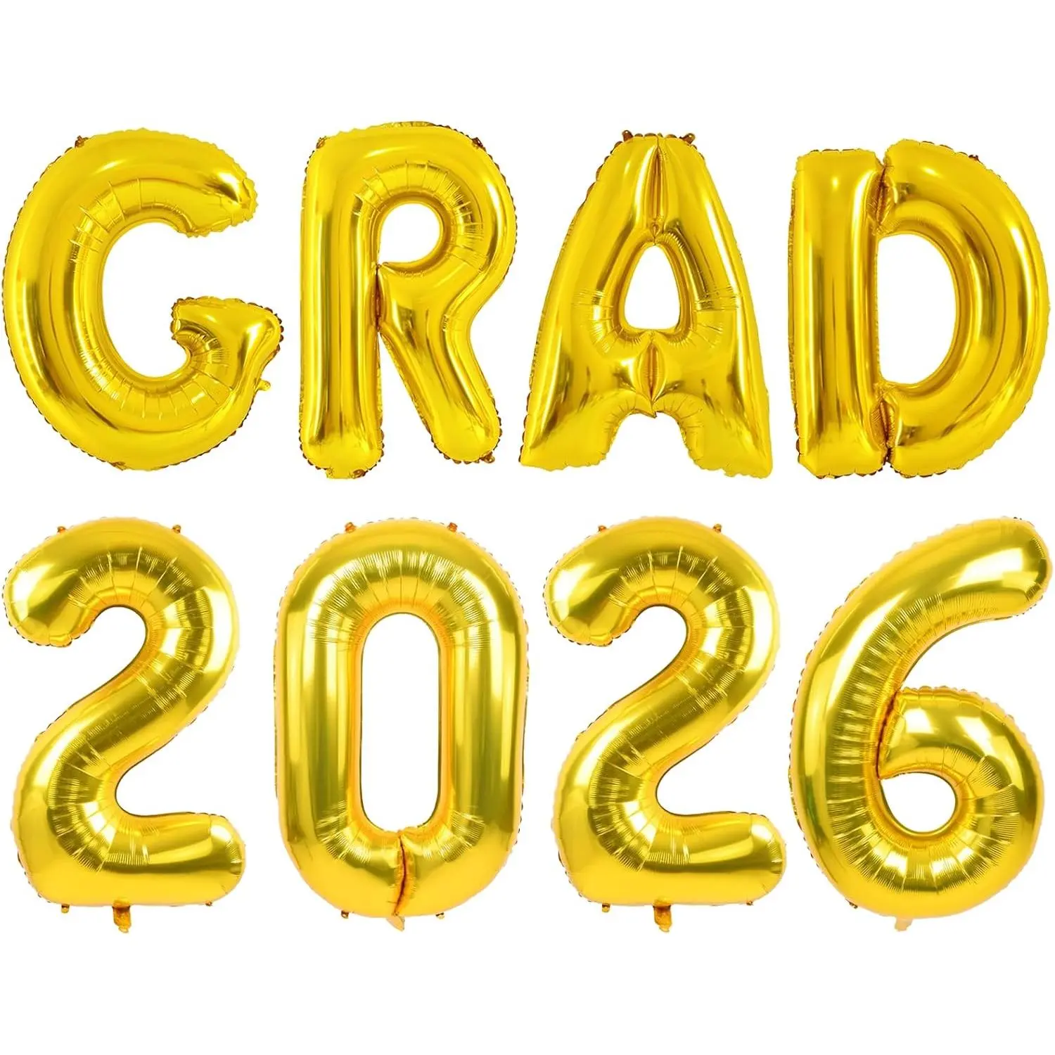 40 Inch Gold 2026 Graduation Balloons Decorations, Large Foil Mylar GRAD Letters & 2026 Big Number Balloons Set, Class of 2026 Party Supplies for High School College University Prom Decor