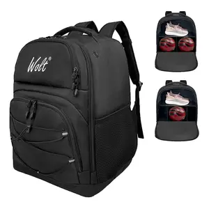 WOLT Bowling Ball Bag Backpack with Shoe Compartment for 1 or 2 Balls Fits Up to Men's Size 16 Protective Foam Padding