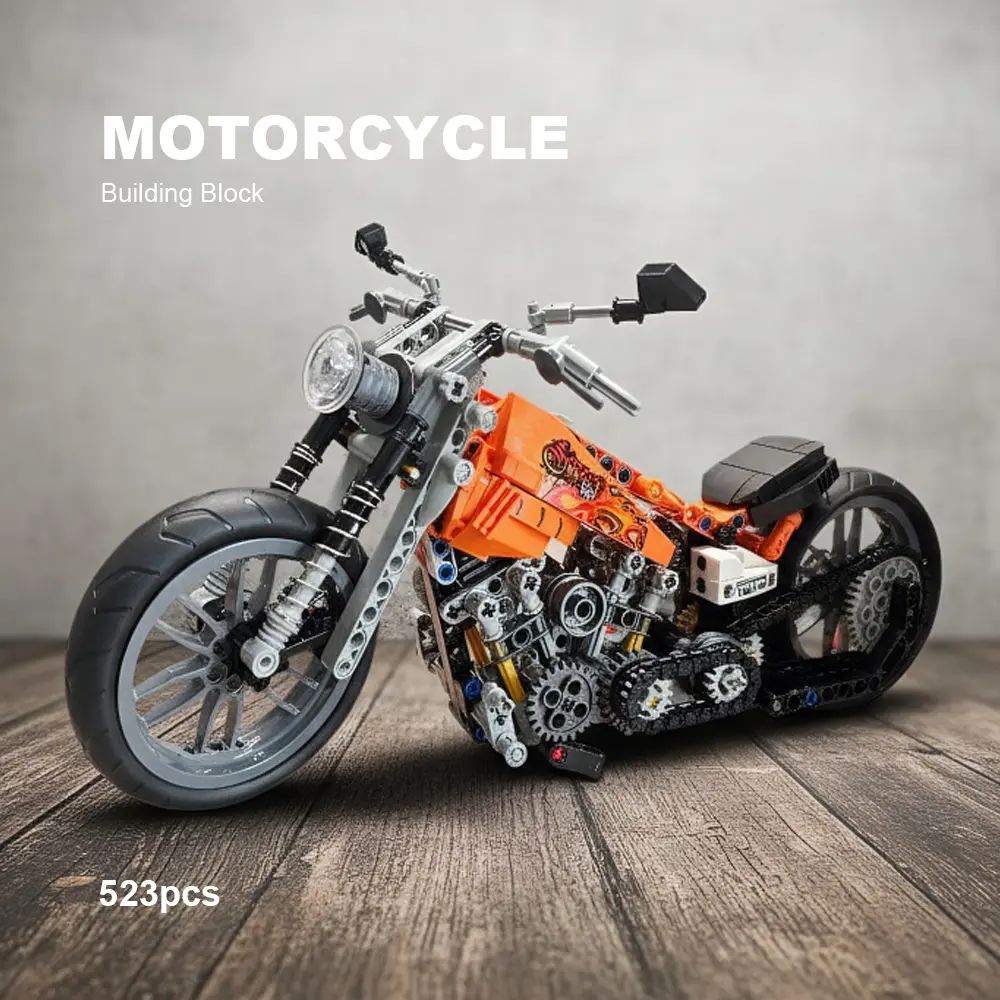 Vintage Motorcycle Building Toy Set, 523pcs Home Decor Blocks, Suitable for Kids 6+, Birthday Gift, Unisex Bricks & Parts, Motorcycle Model, Motorcycle Building Kit