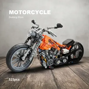 Vintage Motorcycle Building Toy Set, 523pcs Home Decor Blocks, Suitable for Kids 6+, Birthday Gift, Unisex Bricks & Parts, Motorcycle Model, Motorcycle Building Kit