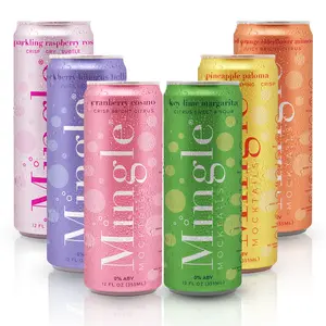 Mingle Mocktails 6 Flavor Variety Pack – Non Alcoholic Drinks, Alcohol Alternative Pre-Mixed Drinks with Real Juice, Canned Mocktails or Cocktail Drink Mixer, Gluten Free, Vegan, 12 fl oz Cans