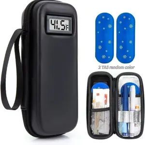 Insulin Cooling Travel Case with Temperature Display, Multifunctional Insulated Bag, Tsa Approved Ice Bags Included, Ideal for Diabetic Patients & Daily Use