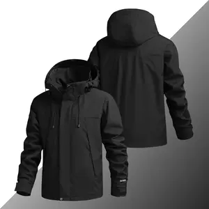 Men's zipper drawstring hooded jacket, casual regular fit windproof waterproof long sleeve pocket coat, men's clothing, men's jackets, hooded jackets, stylish men's tops