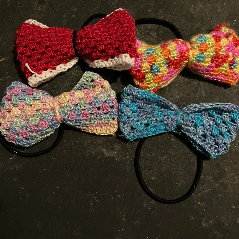 Handmade Bows - Colorful Crochet Hair Ties for Everyone