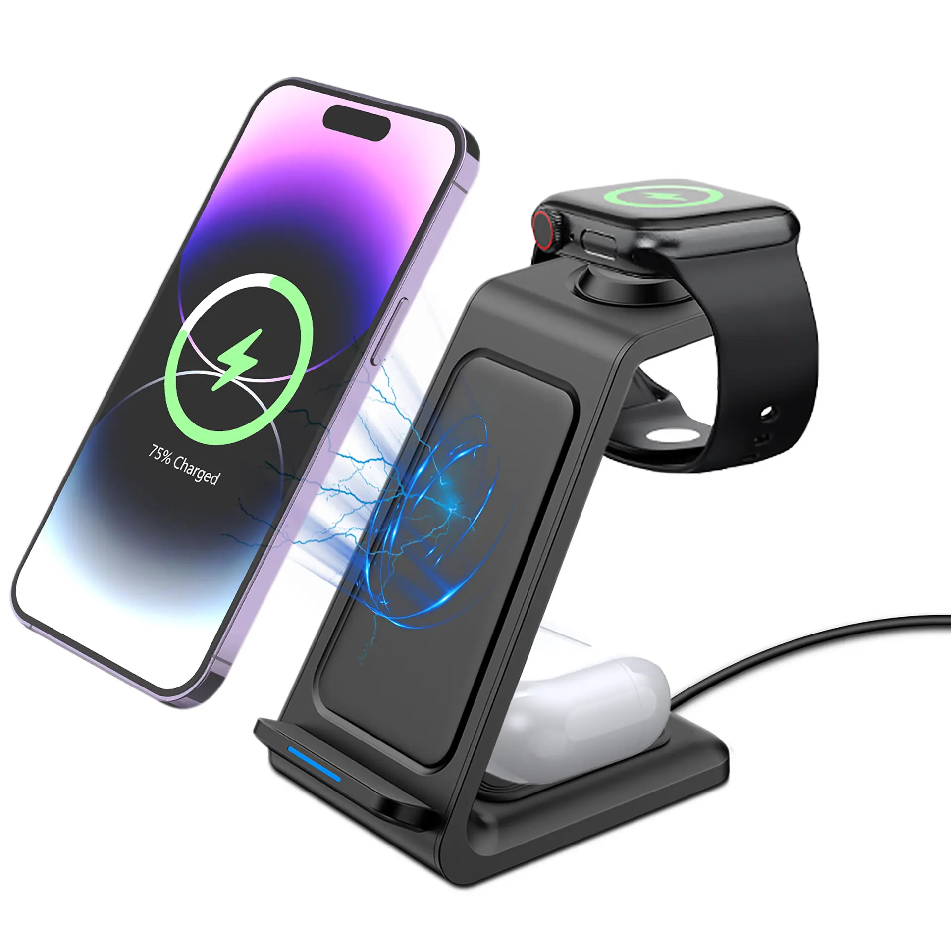 3 in 1 Wireless Charging Station, 2026 Upgraded Fast Desk Charger Station for iPhone 17 16 15 14 13 12 Pro Max Plus, Charger Stand for Apple Watch 10 9 8 7 6 5 4 3 2 SE, Airpods 4 3 2 Pro