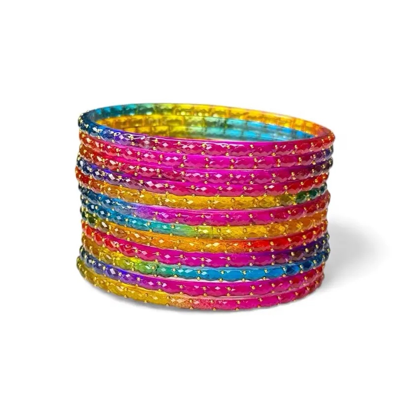 Indian Multicolor Glass Bangles for Women, Traditional Ethnic Jewelry for Festivals Weddings