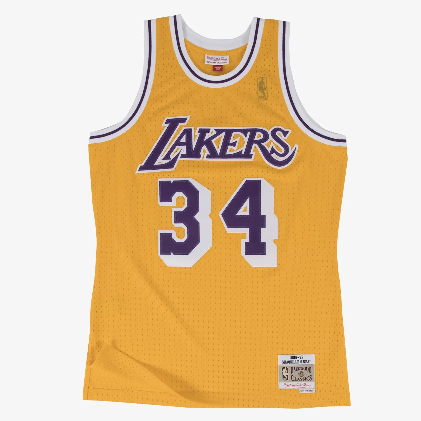 Shaquille O'Neal Los Angeles Lakers 1996-97 Gold Swingman Player Jersey - Mitchell & Ness NBA Throwback, 90s Retro Basketball Jersey