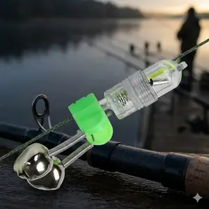 TikTok Viral Fishing Gear: LED Bite Alarms with Dual Alert Bells, Night Fishing Lights, Rod Tip Sensors, Portable Bite Indicator System for River Sea Fishing.