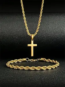 Vintage Twist Design Pendant Necklace & Bracelet, Fashion Jewelry for Party, Daily Clothing Decor, Trendy All-match & Exquisite Jewelry for Birthday Gift, Fashionable Jewelry Set