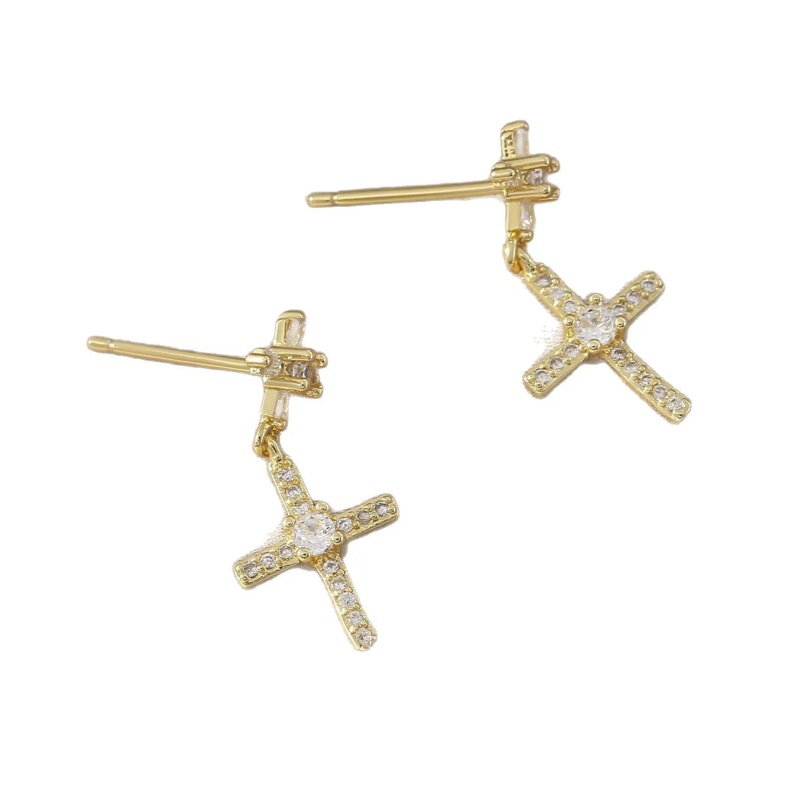 springtok Zircon earrings large and small cross stitching zircon earrings ladies daily wear gift