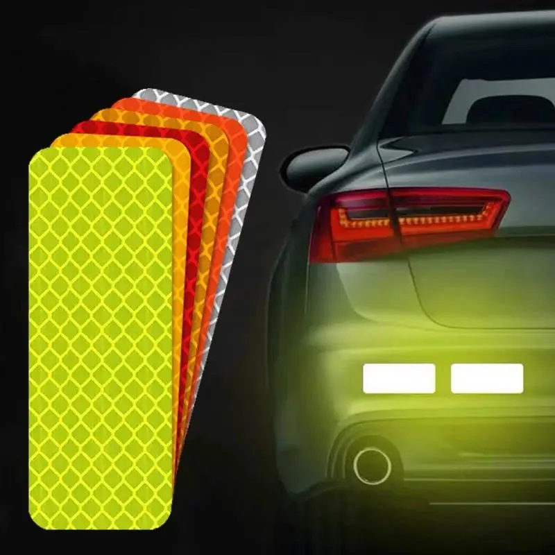 Car Reflective Sticker, Rectangular Night Reflective Sticker for Improve Visibility and Safety, Car Exterior Accessories for Car Decoration, Vehicle