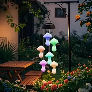 Solar RGB Mushroom Wind Chime Light, Solar Garden Decoration, Perfect for Birthday, Mother's Day, Party, Ramadan, Wedding, Holiday, Solar Wind Chimes, Outdoor Wind Chimes