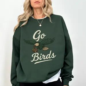 Forest Green Game Day Sweatshirt | Vintage Eagle Mascot Pullover | Bird Gang Vibes • “Sundays Are For The Birds” • Retro Distressed Crewneck | Unisex S-3XL Cozy Fleece, Tailgate Outfit, Fan Gift