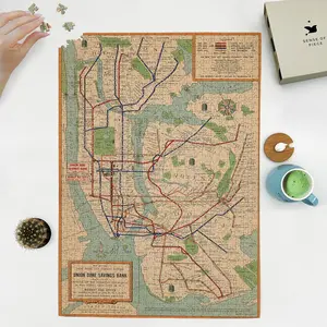 1954 Map of New York City Subway - Subway System Map of New York | NY Underground | 1000 Piece Jigsaw Puzzle for Adults - New York Puzzle