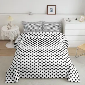 Polka Dots Comforter Setsimple Style Modern Soft Bedding Set,Geometric Dots Printed Kids Girls Bedding Bedroom Decor Comforter Set,White Black Abstract Duvet Insert
