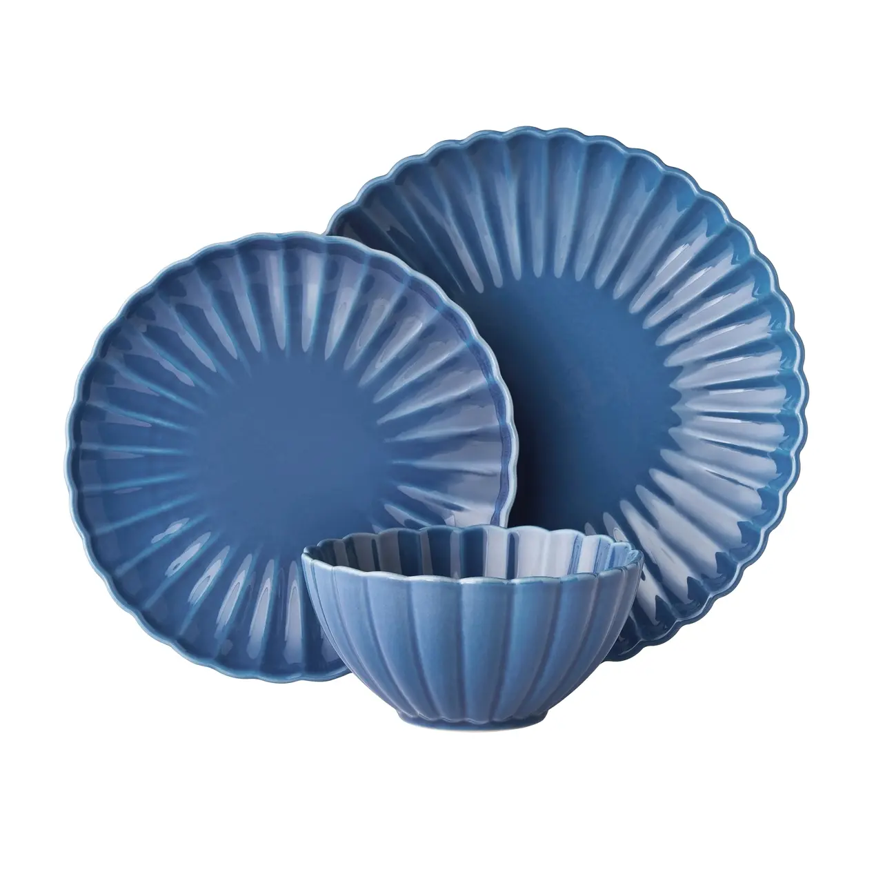 The Pioneer Woman Colette 12-Piece Stoneware Dinnerware Set, Blue