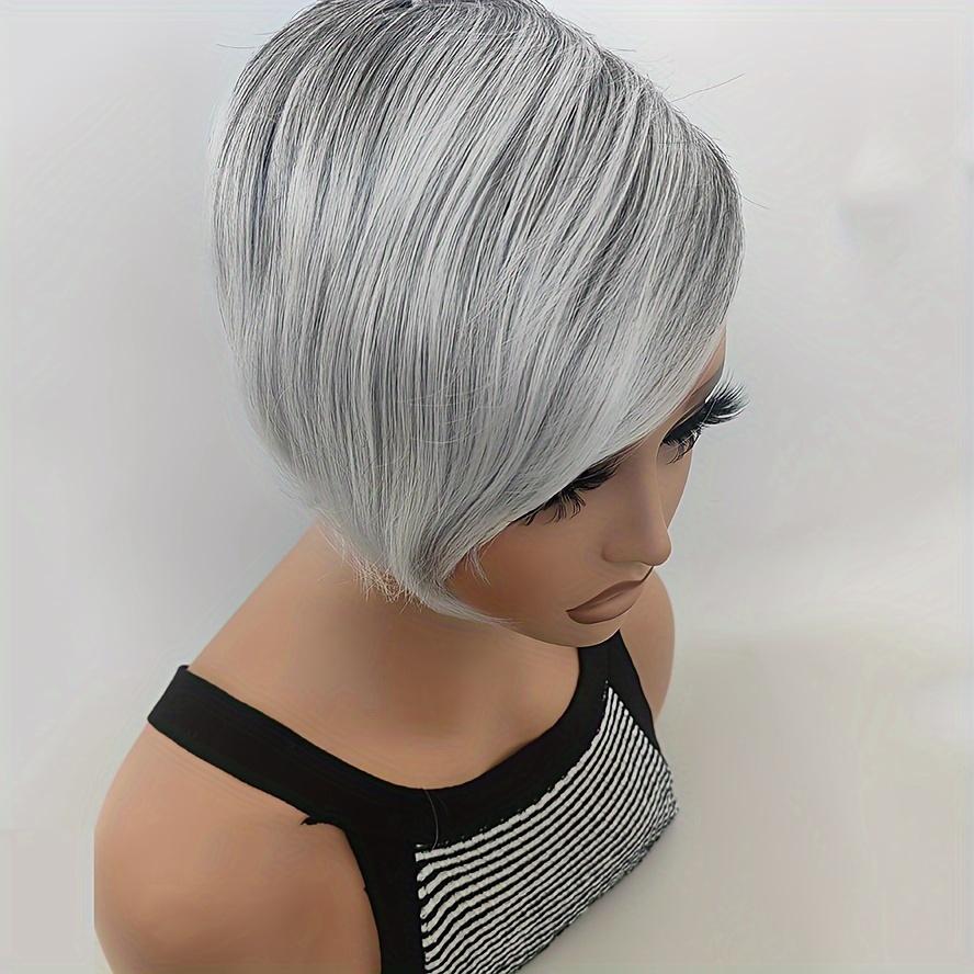 Short Shag Layered Wig in Silvery Gray And Black with Bangs, Perfect for a Storm-Themed Costume Or Cosplay