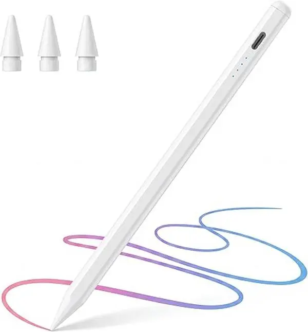 Active Stylus Pen for iPad, Magnetic Attachment, Type-CFast Charging, Palm Rejection, Tilt & Pressure SensitivityDrawing Pencil, Universal iPad 2018-2026 Compatibility, FitsiPad Mini/Air/Pro All Generations, Supports M2/M3/M4 ChipiPad Models, Aluminum Bod