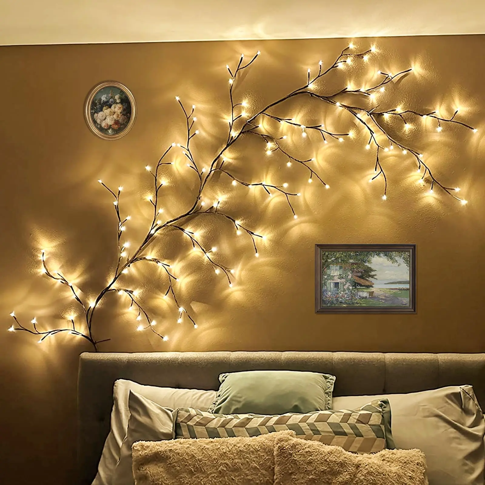 144 LED Willow Vine Lights with Switch - 2.3m Warm Light & USB Powered Rattan Tree Luminous Branch - Christmas Birthday Party Home Decor - Decorative Light